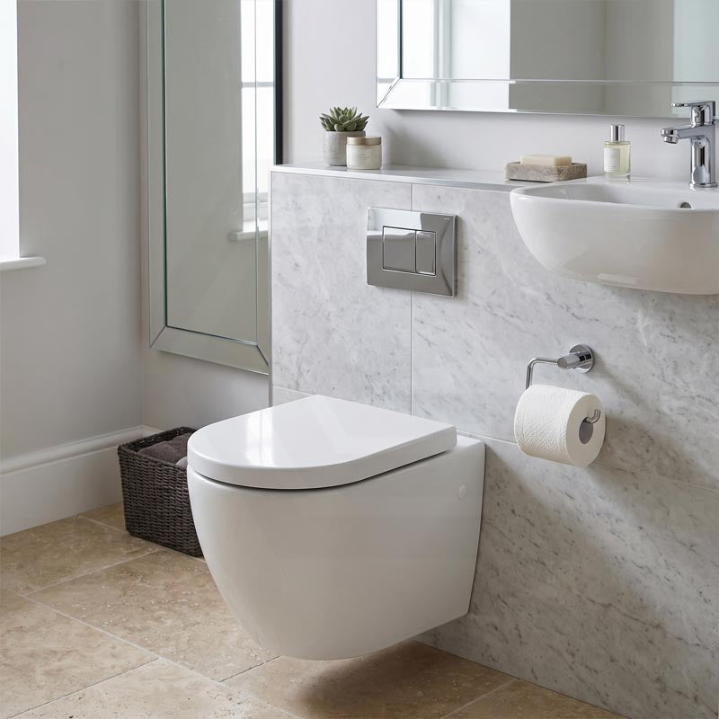 Fienza Koko Rimless Tornado Flush Wall Hung Toilet Pan Only 490x365x365mm - Gloss White