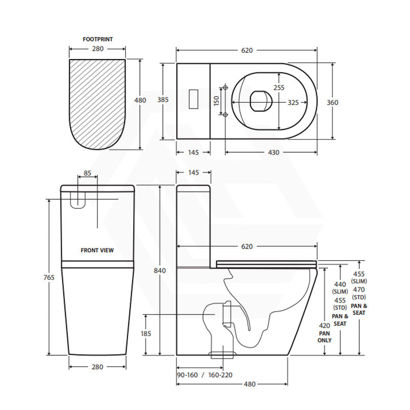 Fienza Aluca Rimless Tornado Back to Wall Toilet Suite Slim Seat Available 620x385x840mm - Gloss White