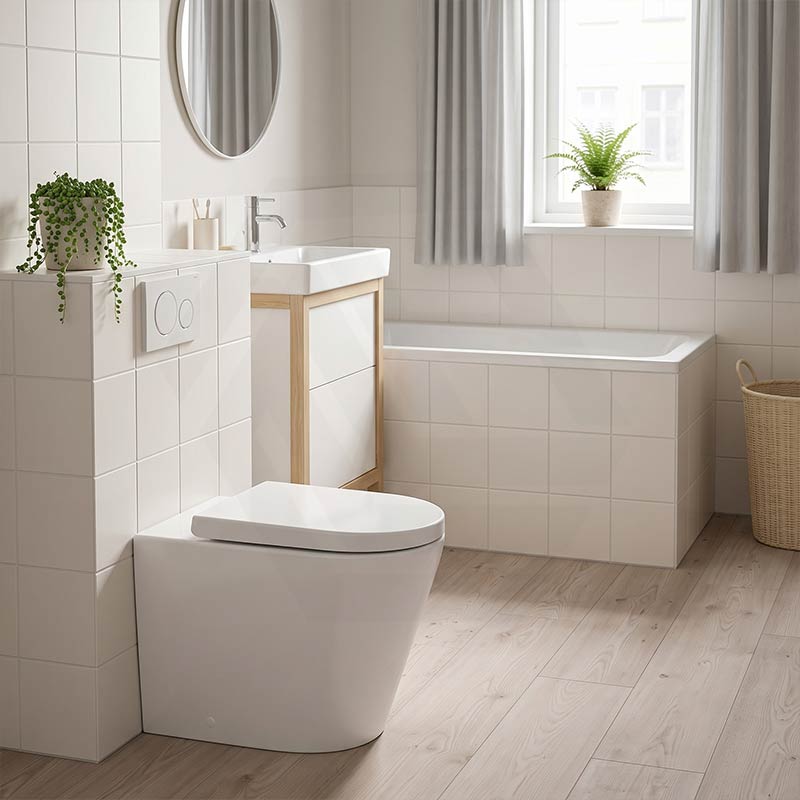 Fienza Aluca Rimless Tornado Wall-Faced Toilet Pan with Slim Seat Option 585x370x455/462mm - Gloss White