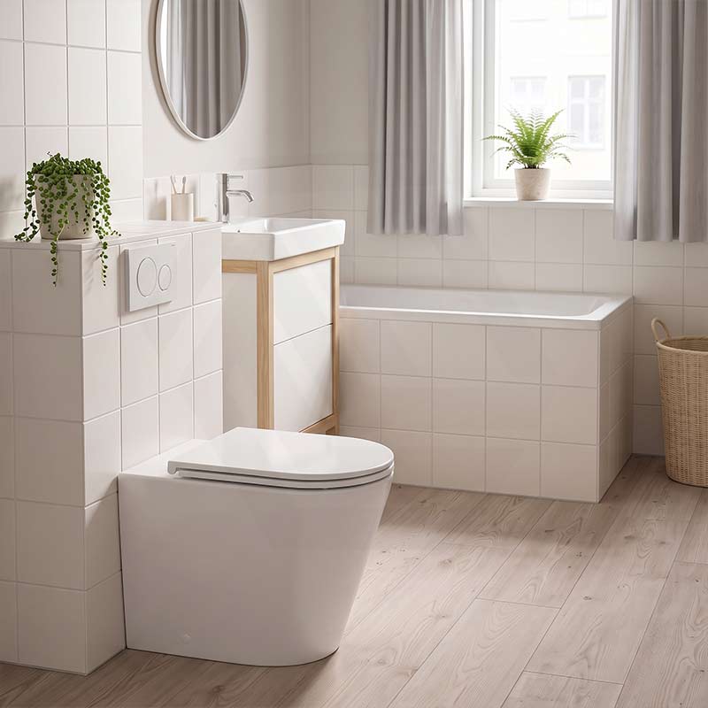 Fienza Aluca Rimless Tornado Wall-Faced Toilet Pan with Slim Seat Option 585x370x455/462mm - Gloss White