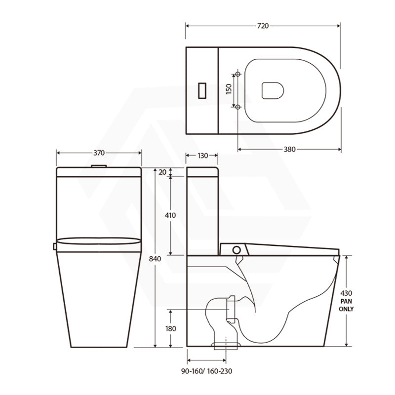Fienza Sona Tornado Back To Wall Smart Toilet Auto Flush & Night Light 720x370x840mm - White