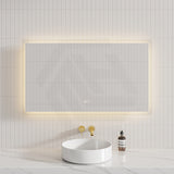 700/900/1200/1400mm Fienza Luciana Rectangular Frosted Edge Frontlit LED Mirror Touch Sensor Horizontal Mount Only