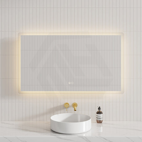 700/900/1200/1400mm Fienza Luciana Rectangular Frosted Edge Frontlit LED Mirror Touch Sensor Horizontal Mount Only