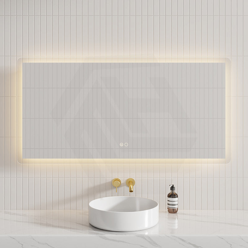 700/900/1200/1400mm Fienza Luciana Rectangular Frosted Edge Frontlit LED Mirror Touch Sensor Horizontal Mount Only