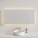 700/900/1200/1400mm Fienza Luciana Rectangular Frosted Edge Frontlit LED Mirror Touch Sensor Horizontal Mount Only