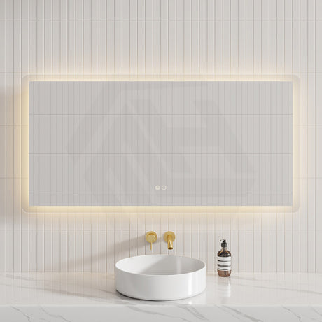 700/900/1200/1400mm Fienza Luciana Rectangular Frosted Edge Frontlit LED Mirror Touch Sensor Horizontal Mount Only