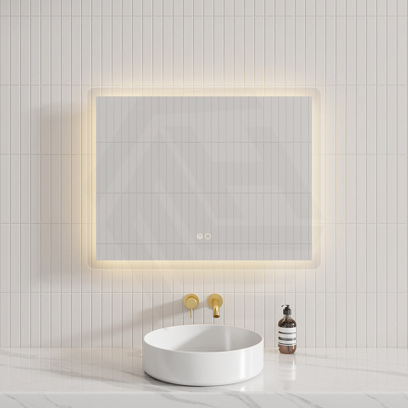 700/900/1200/1400mm Fienza Luciana Rectangular Frosted Edge Frontlit LED Mirror Touch Sensor Horizontal Mount Only