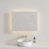 700/900/1200/1400mm Fienza Luciana Rectangular Frosted Edge Frontlit LED Mirror Touch Sensor Horizontal Mount Only