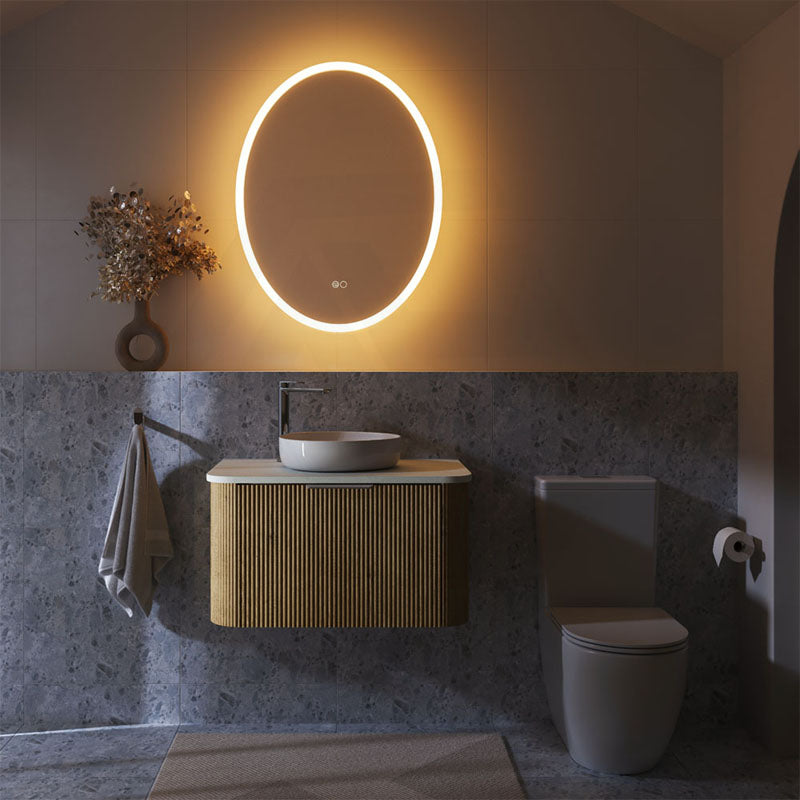 600x800mm Fienza Antonia Oval Frosted Edge Frontlit LED Mirror Touch Sensor