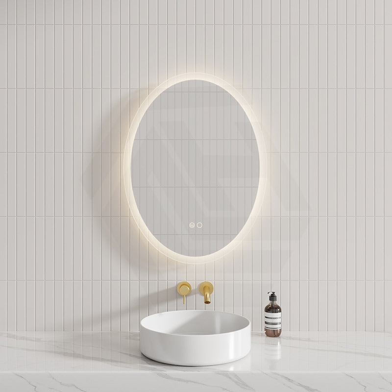 600x800mm Fienza Antonia Oval Frosted Edge Frontlit LED Mirror Touch Sensor
