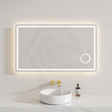 700/900/1200/1400mm Fienza Deejay Rectangular Frosted Edge Frontlit LED Mirror with 3x Magnifier Horizontal Mount Only