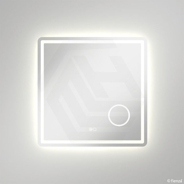 700x700mm Fienza Deejay Rectangular Frosted Edge Frontlit LED Mirror with 3x Magnifier Vertical/Horizontal