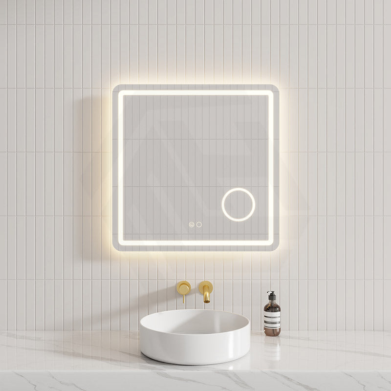 700/900/1200/1400mm Fienza Deejay Rectangular Frosted Edge Frontlit LED Mirror with 3x Magnifier Horizontal Mount Only
