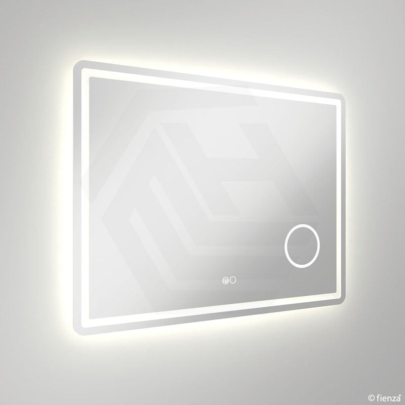 900x700mm Fienza Deejay Rectangular Frosted Edge Frontlit LED Mirror with 3x Magnifier Vertical/Horizontal