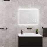 700/900/1200/1400mm Fienza Deejay Rectangular Frosted Edge Frontlit LED Mirror with 3x Magnifier Vertical/Horizontal