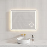700/900/1200/1400mm Fienza Deejay Rectangular Frosted Edge Frontlit LED Mirror with 3x Magnifier Horizontal Mount Only