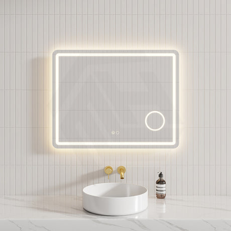 700/900/1200/1400mm Fienza Deejay Rectangular Frosted Edge Frontlit LED Mirror with 3x Magnifier Horizontal Mount Only