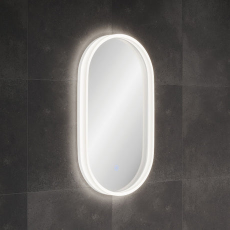 535x940mm Fienza Sansa Pill Framed Touch Sensor Frontlit LED Mirror Matt White