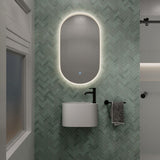 535x940mm Fienza Sansa Pill Framed Touch Sensor Frontlit LED Mirror Matt White