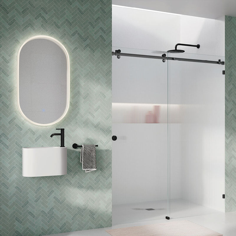 535x940mm Fienza Sansa Pill Framed Touch Sensor Frontlit LED Mirror Matt White