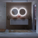 600mm Fienza Sansa Frosted Acrylic Round Framed Touch Sensor Frontlit LED Mirror Matt White
