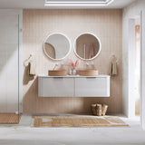 600mm Fienza Sansa Frosted Acrylic Round Framed Touch Sensor Frontlit LED Mirror Matt White