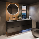800mm Fienza Sansa Frosted Acrylic Round Framed Touch Sensor Frontlit LED Mirror Matt White
