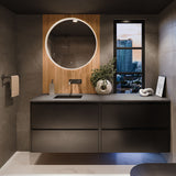 800mm Fienza Sansa Frosted Acrylic Round Framed Touch Sensor Frontlit LED Mirror Matt White