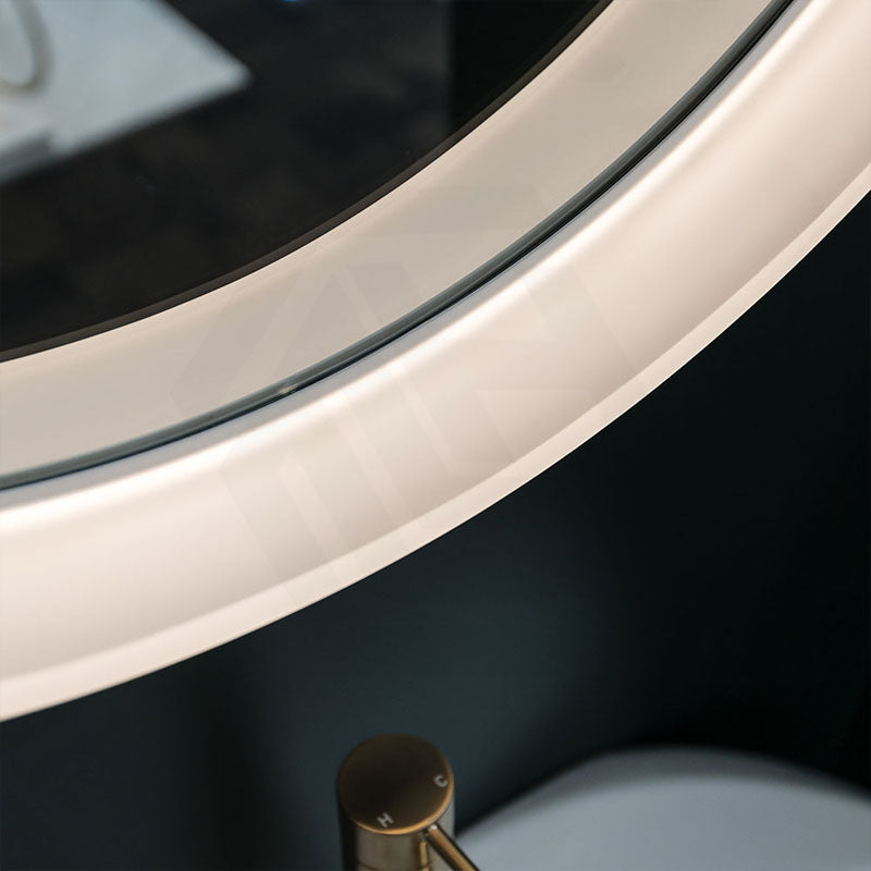 600/800mm Fienza Sansa Frosted Acrylic Round Framed Touch Sensor Frontlit LED Mirror Matt White