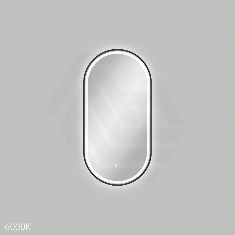 450x900mm Fienza Empire Pill Framed Touch Sensor Frontlit LED Mirror Vertical/Horizontal Matt Black