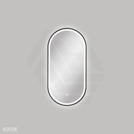 450x900mm Fienza Empire Pill Framed Touch Sensor Frontlit LED Mirror Vertical/Horizontal Matt Black