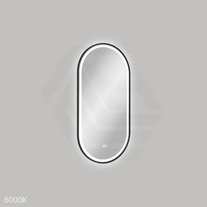 450x900mm Fienza Empire Pill Framed Touch Sensor Frontlit LED Mirror Vertical/Horizontal Matt Black