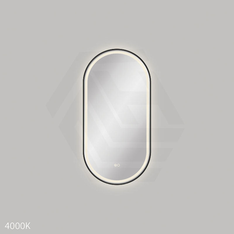 450x900mm Fienza Empire Pill Framed Touch Sensor Frontlit LED Mirror Vertical/Horizontal Matt Black