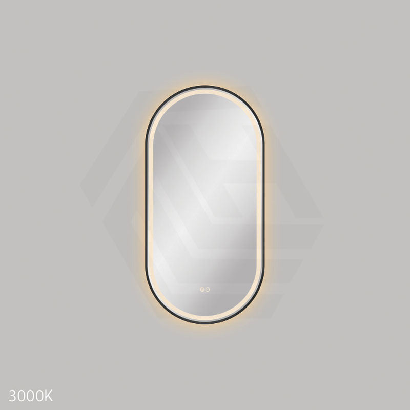 450x900mm Fienza Empire Pill Framed Touch Sensor Frontlit LED Mirror Vertical/Horizontal Matt Black