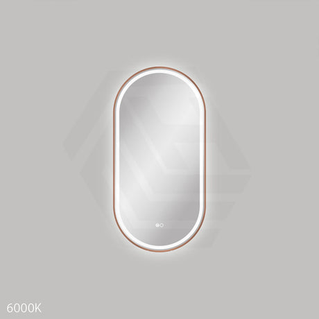 450x900mm Fienza Empire Pill Framed Touch Sensor Frontlit LED Mirror Vertical/Horizontal Brushed Copper