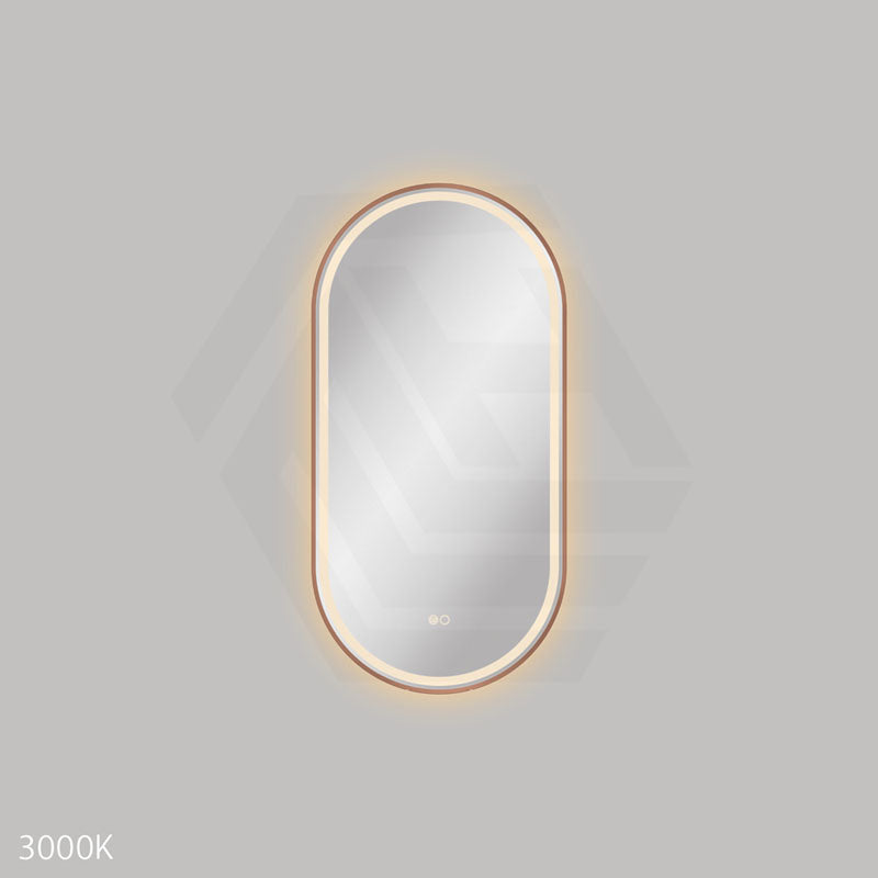 450x900mm Fienza Empire Pill Framed Touch Sensor Frontlit LED Mirror Vertical/Horizontal Brushed Copper