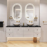 450x900mm Fienza Empire Pill Framed Touch Sensor Frontlit LED Mirror Vertical/Horizontal Brushed Gold