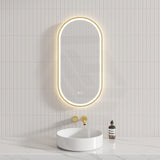 450/600/900/1200mm Fienza Empire Pill/Oval Framed Touch Sensor Frontlit LED Mirror Vertical/Horizontal Variant Colour Available
