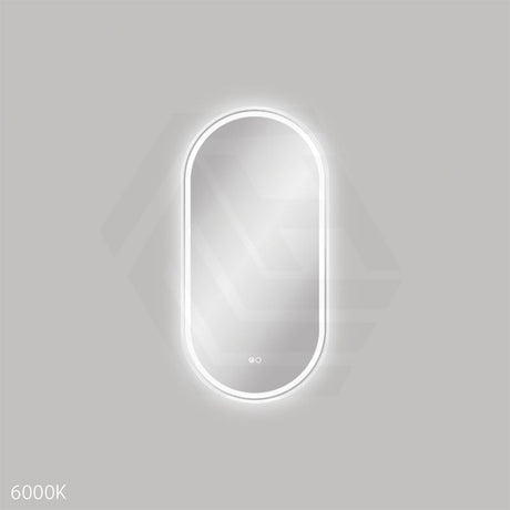 450x900mm Fienza Empire Pill Framed Touch Sensor Frontlit LED Mirror Vertical/Horizontal Matt White