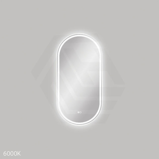 450x900mm Fienza Empire Pill Framed Touch Sensor Frontlit LED Mirror Vertical/Horizontal Matt White