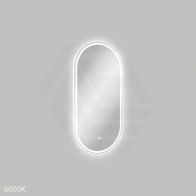 450x900mm Fienza Empire Pill Framed Touch Sensor Frontlit LED Mirror Vertical/Horizontal Matt White