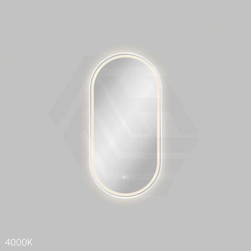 450x900mm Fienza Empire Pill Framed Touch Sensor Frontlit LED Mirror Vertical/Horizontal Matt White