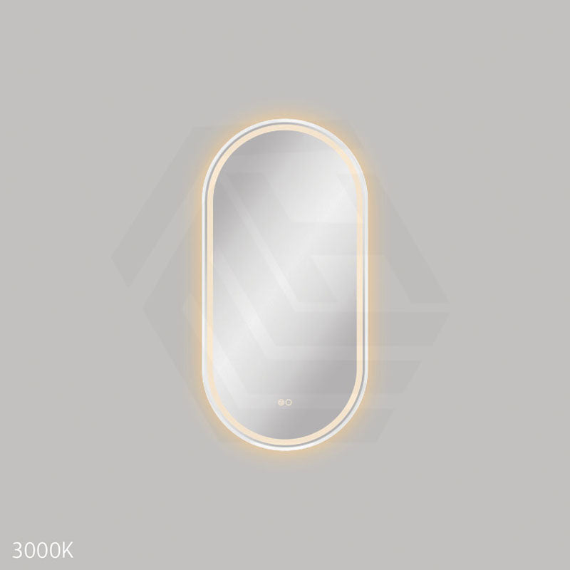 450x900mm Fienza Empire Pill Framed Touch Sensor Frontlit LED Mirror Vertical/Horizontal Matt White