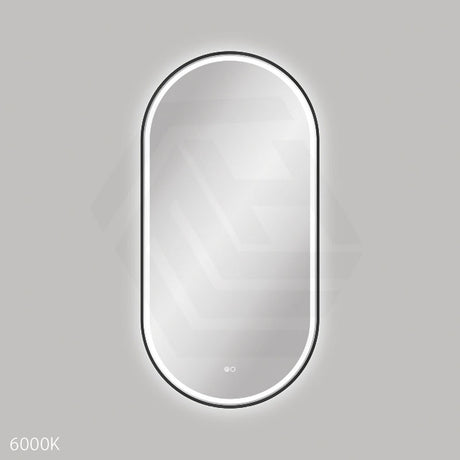 600x1200mm Fienza Empire Pill Framed Touch Sensor Frontlit LED Mirror Vertical/Horizontal Matt Black
