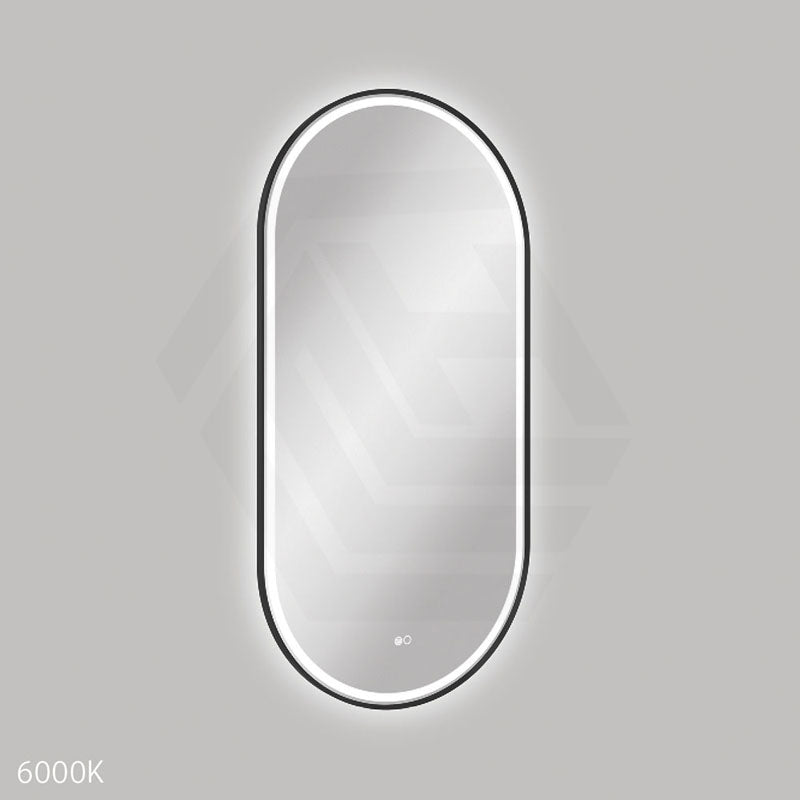 600x1200mm Fienza Empire Pill Framed Touch Sensor Frontlit LED Mirror Vertical/Horizontal Matt Black