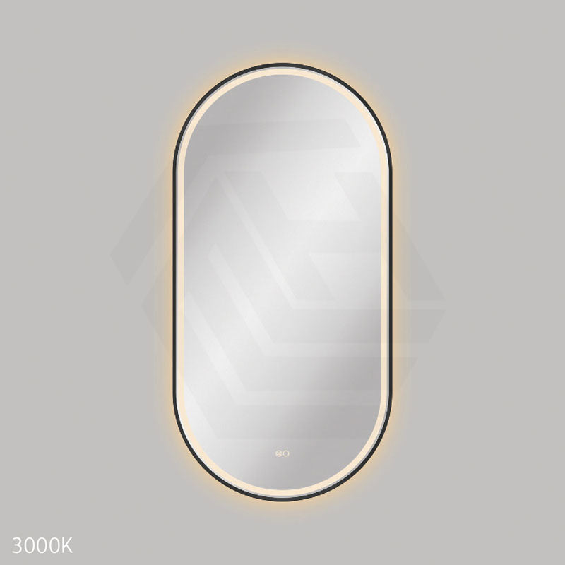 600x1200mm Fienza Empire Pill Framed Touch Sensor Frontlit LED Mirror Vertical/Horizontal Matt Black