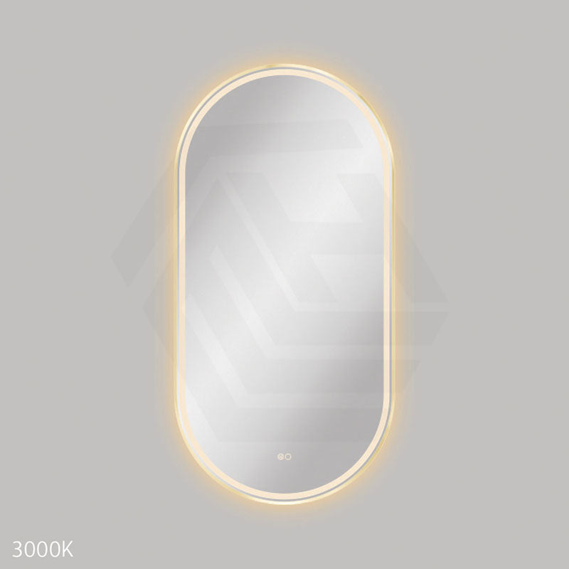 600x1200mm Fienza Empire Pill Framed Touch Sensor Frontlit LED Mirror Vertical/Horizontal Brushed Gold