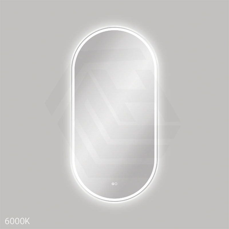 600x1200mm Fienza Empire Pill Framed Touch Sensor Frontlit LED Mirror Vertical/Horizontal Matt White
