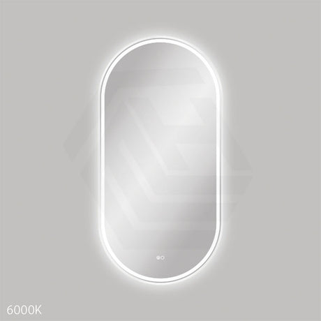 600x1200mm Fienza Empire Pill Framed Touch Sensor Frontlit LED Mirror Vertical/Horizontal Matt White