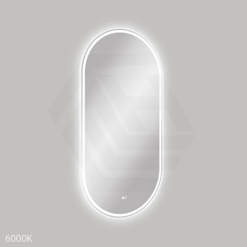 600x1200mm Fienza Empire Pill Framed Touch Sensor Frontlit LED Mirror Vertical/Horizontal Matt White